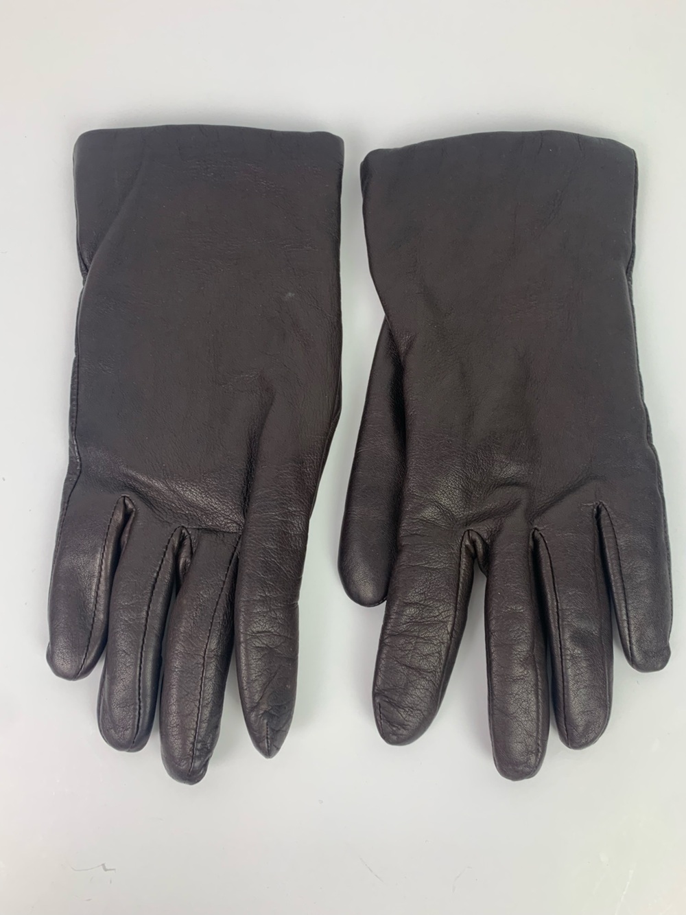 Women’s dark brown Leather Gloves Size L 100% cashmere lined old money luxury